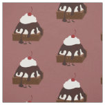 Smiling ice cream topped brownie fabric