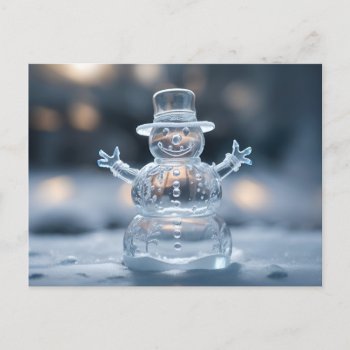 Smiling Ice Snowman And Christmas Lights Postcard by sirylok at Zazzle