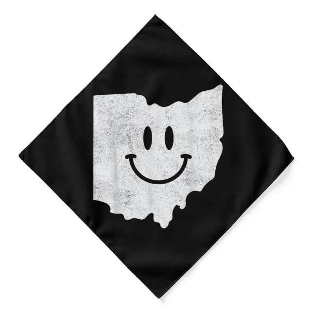 Smiling in OH – Funny Ohio Happy Face  Bandana (Front)