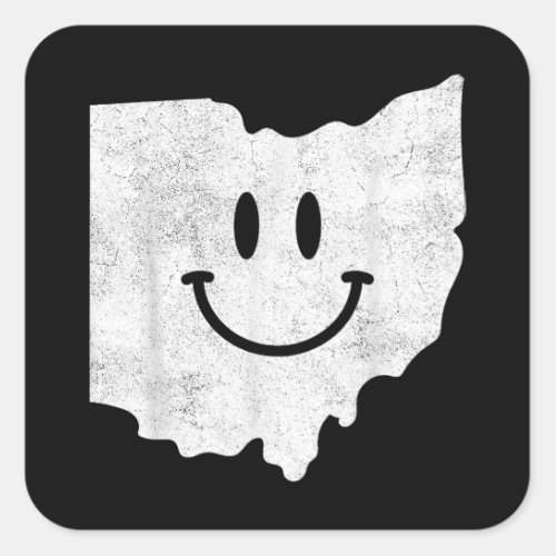 Smiling in OH  Funny Ohio Happy Face  Square Sticker