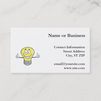 Smiling Incandescent Light Bulb Business Card by designs4you at Zazzle