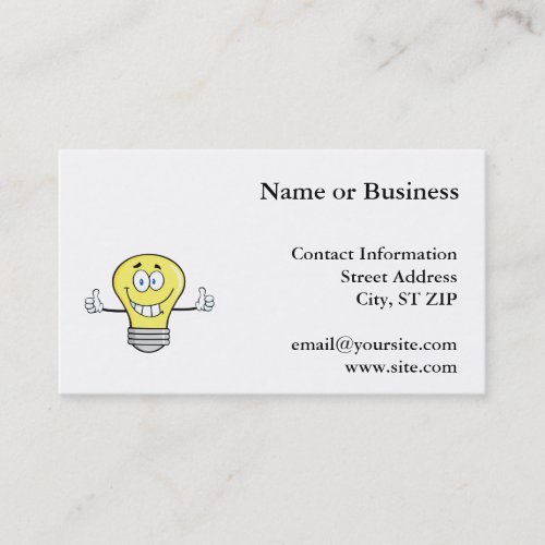 Smiling Incandescent Light Bulb Business Card