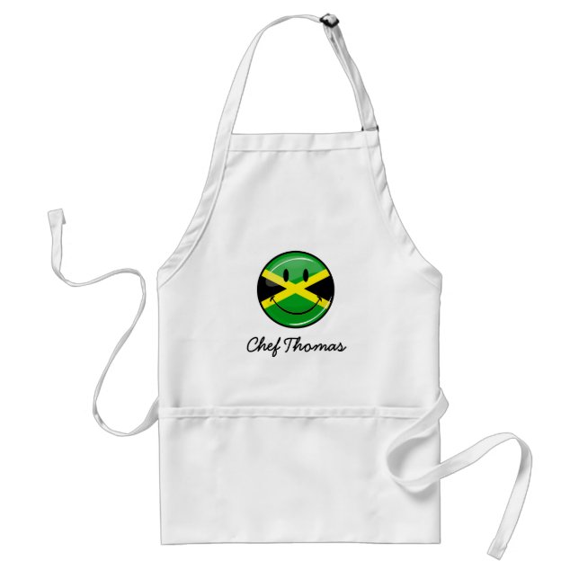 Smiling Jamaican Flag Adult Apron (Front)