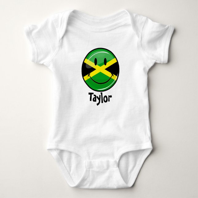 Smiling Jamaican Flag Baby Bodysuit (Front)