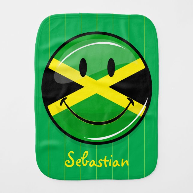 Smiling Jamaican Flag Burp Cloth (Front)