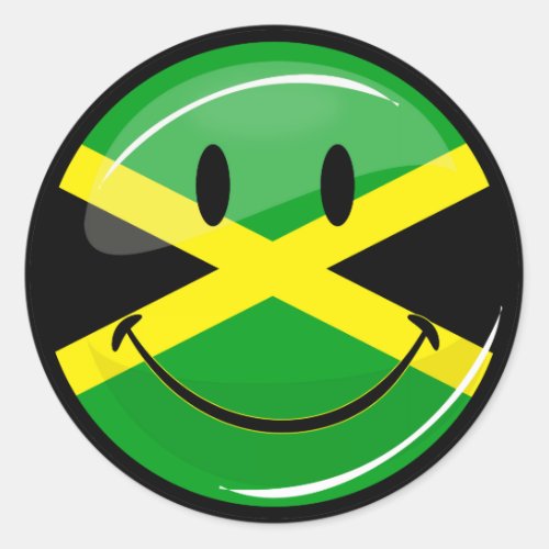 Smiling Jamaican Flag Classic Round Sticker
