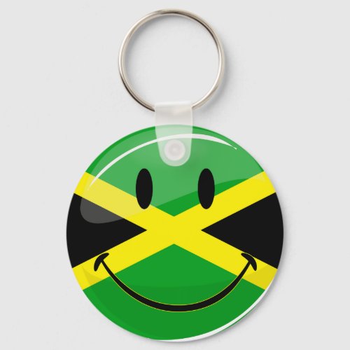 Smiling Jamaican Flag Keychain