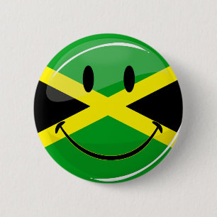 Smiling Jamaican Flag Pinback Button