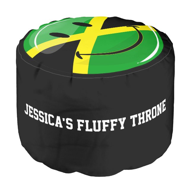 Smiling Jamaican Flag Pouf (Angled Front)