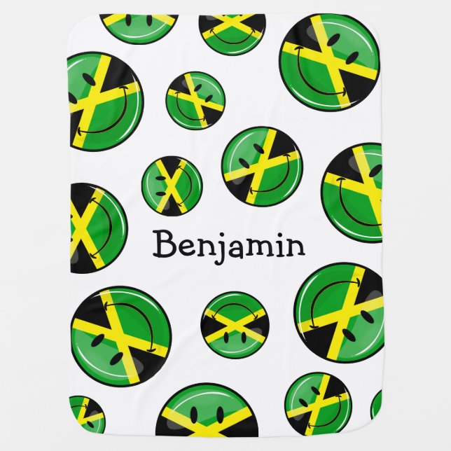 Smiling Jamaican Flag Swaddle Blanket (Front)