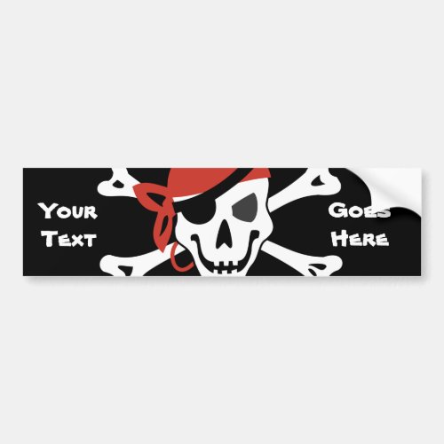 Smiling Jolly Roger with Your Custom Text Bumper Sticker