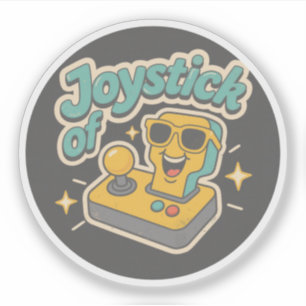 Smiling Joystick Radiating Happiness Badge Sticker