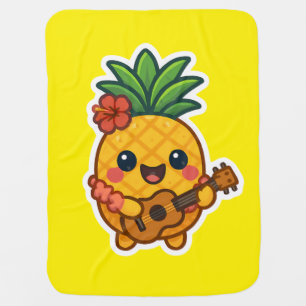 Smiling Kawaii Pineapple – Tropical Baby Blanket