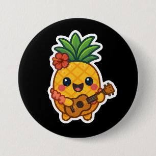 Smiling Kawaii Pineapple – Tropical Button