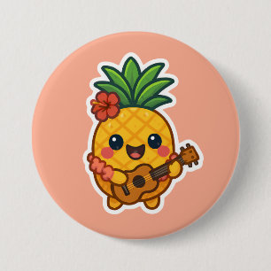 Smiling Kawaii Pineapple – Tropical Button