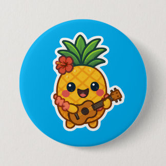 Smiling Kawaii Pineapple – Tropical Button