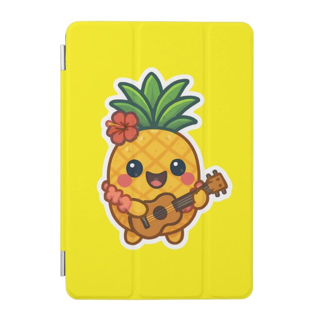 Smiling Kawaii Pineapple – Tropical iPad Mini Cover (Front)