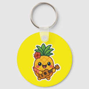Smiling Kawaii Pineapple – Tropical Keychain
