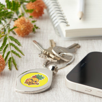 Smiling Kawaii Pineapple – Tropical Keychain