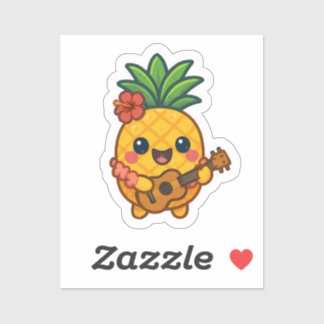 Smiling Kawaii Pineapple – Tropical Sticker
