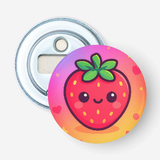 Smiling Kawaii Strawberry on Pastel Gradient Backg Bottle Opener