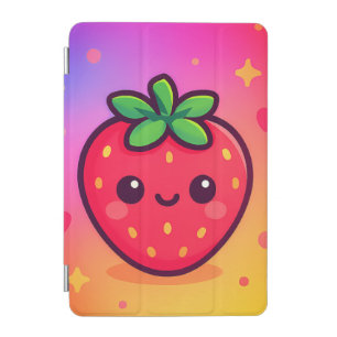 Smiling Kawaii Strawberry on Pastel Gradient Backg iPad Mini Cover