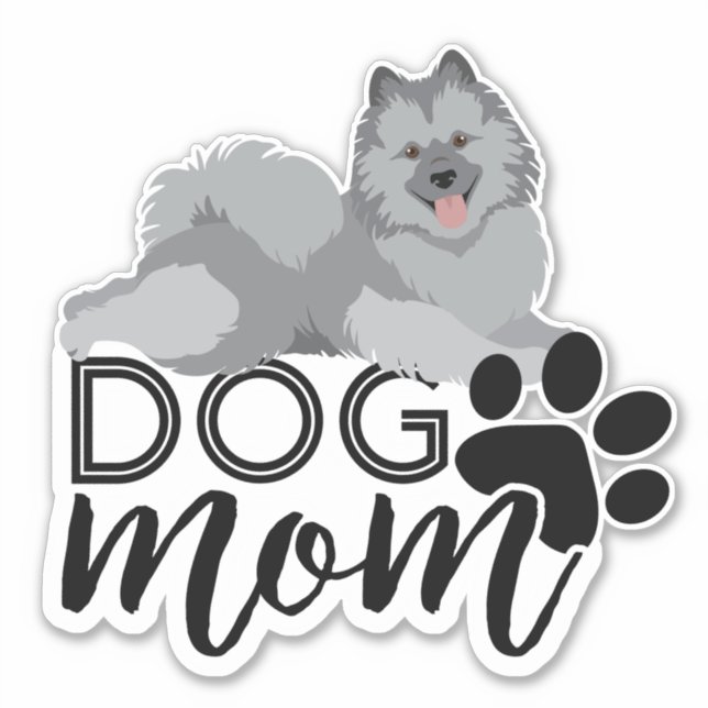 Smiling Keeshond Dog Mom Graphic Sticker (Front)