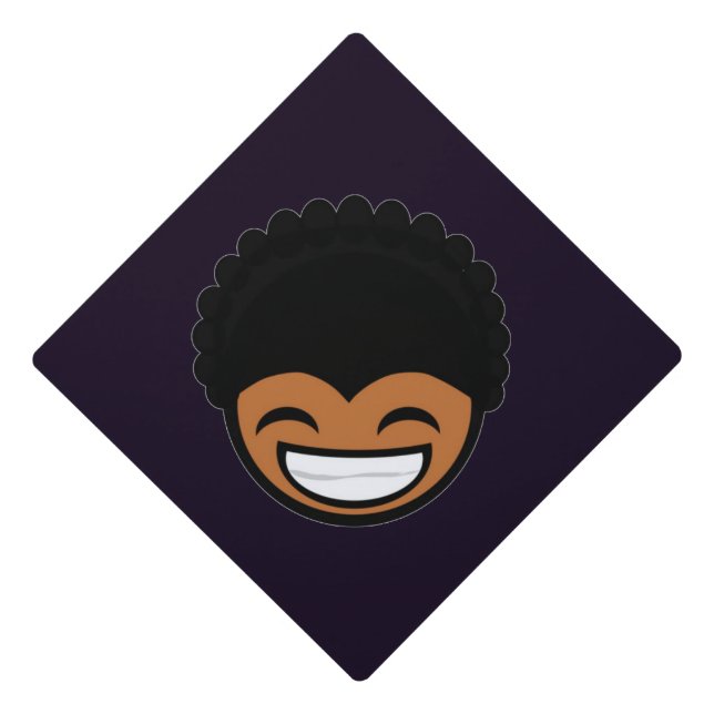 Smiling kid on purple graduation cap topper (Front)