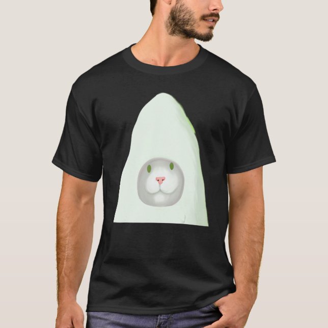 Smiling kitten artwork white cat meme T-Shirt (Front)