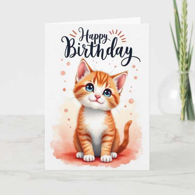 Smiling Kitten Birthday Card (Front)