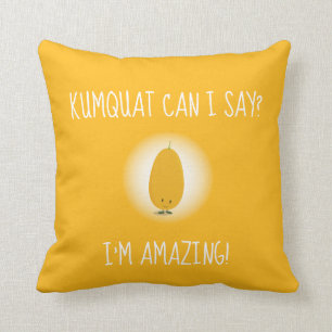 Smiling Kumquat Cute Fruit Positive Orange Pillow