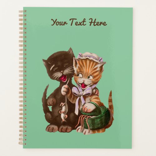 Smiling Lady Cat White Hat Giving Rats To Friend Planner