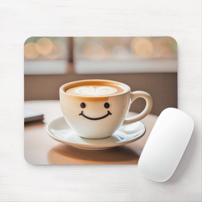 Smiling Latte By Sunny Window Mouse Pad (With Mouse)