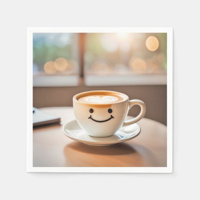 Smiling Latte By Sunny Window Napkins (Front)