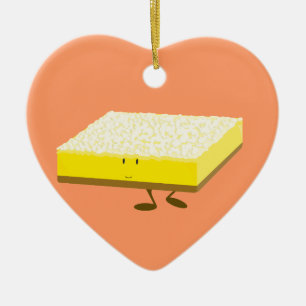 Smiling lemon bar character ceramic ornament