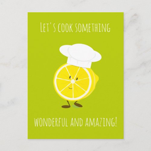 Smiling Lemon in Chefs Hat Character Postcard