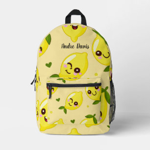 Smiling Lemon Printed Backpack
