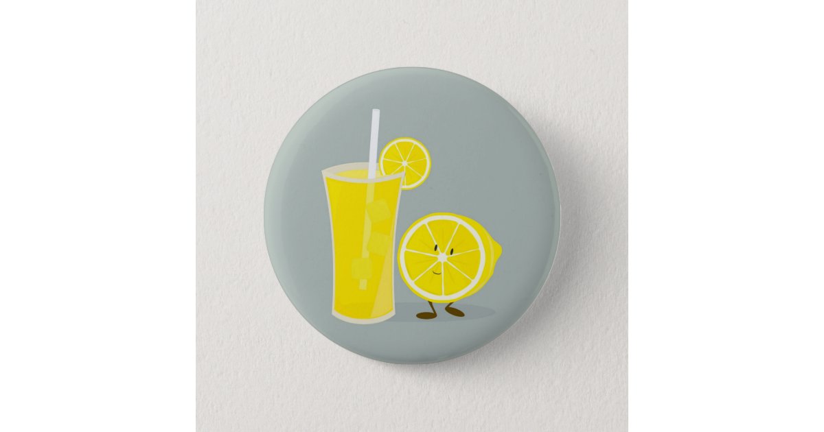 Smiling lemon with lemonade button | Zazzle