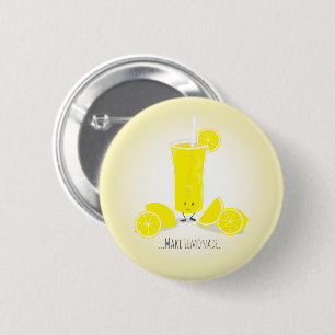 Smiling Lemonade Glass Button