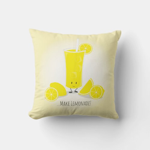 Smiling Lemonade Glass  Throw Pillow