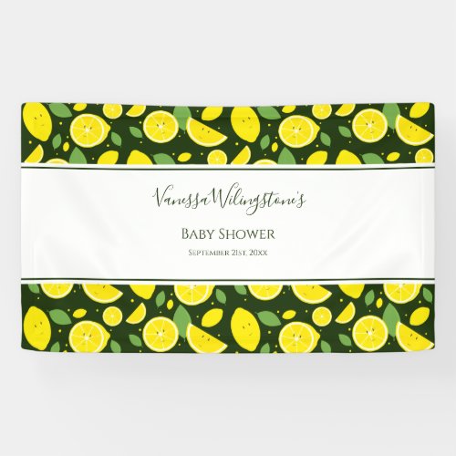 Smiling Lemons Green Yellow Baby Shower Banner