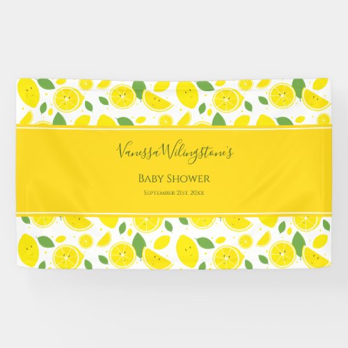 Smiling Lemons Yellow White Green Baby Shower Banner