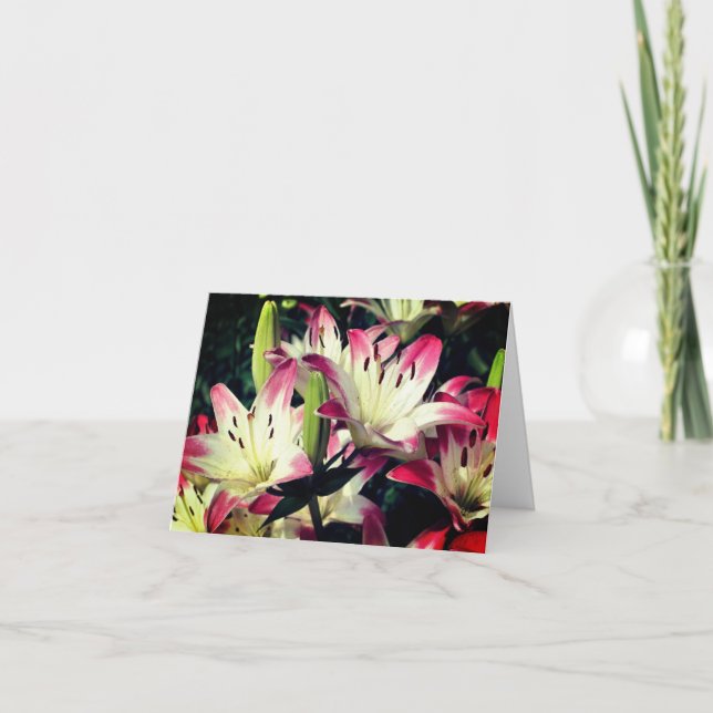 Smiling Lily Flowers Customizable Note Card (Front)