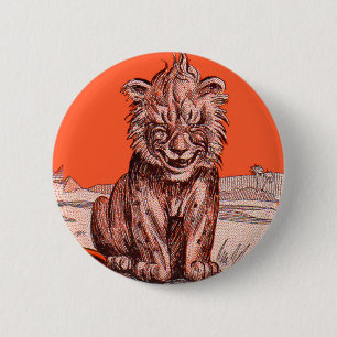 smiling lion button