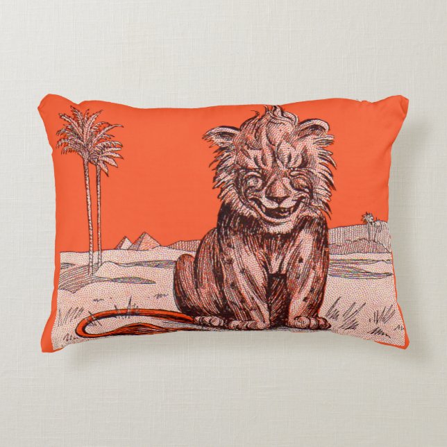 smiling lion print accent pillow (Front)