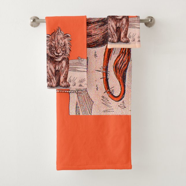 smiling lion print bath towel set (Insitu)