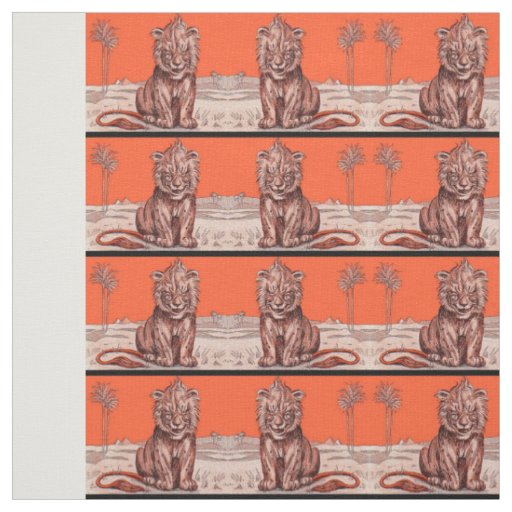 smiling lion print fabric
