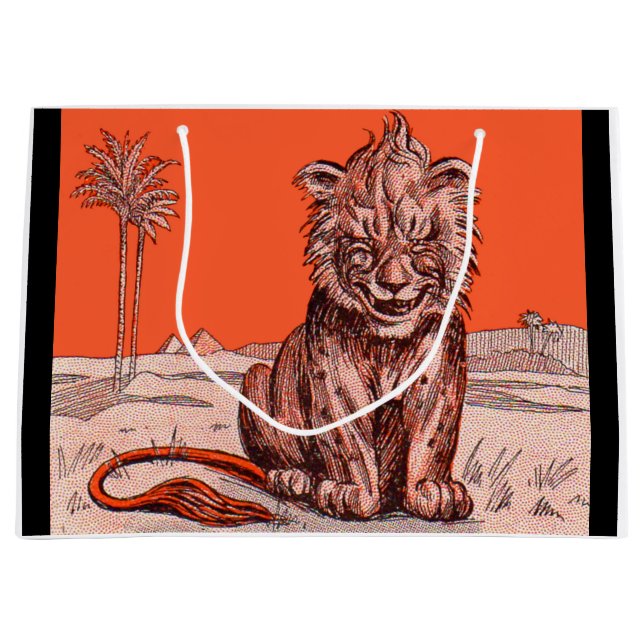 smiling lion print large gift bag (Front)