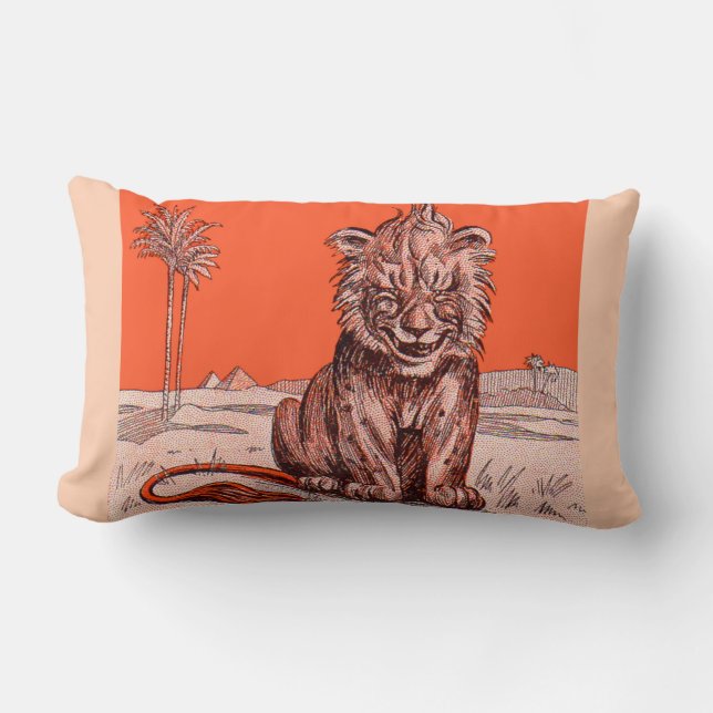 smiling lion print lumbar pillow (Front)