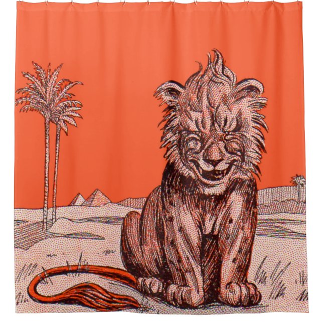 smiling lion print shower curtain (Front)